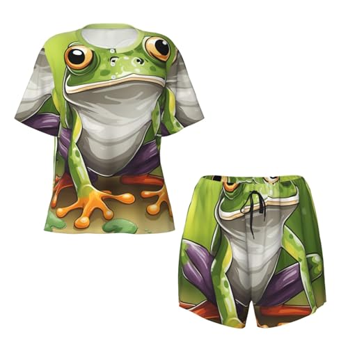 Pijama de rana para mujer: conjunto corto de verano cómodo y casual 6
