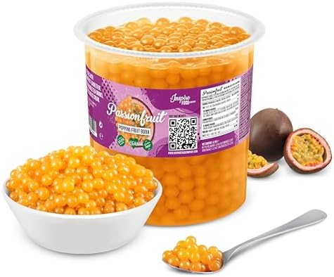 INSPIRE FOOD Popping Boba Pearls for Bubble Tea - Passion Fruit - 3.2kg