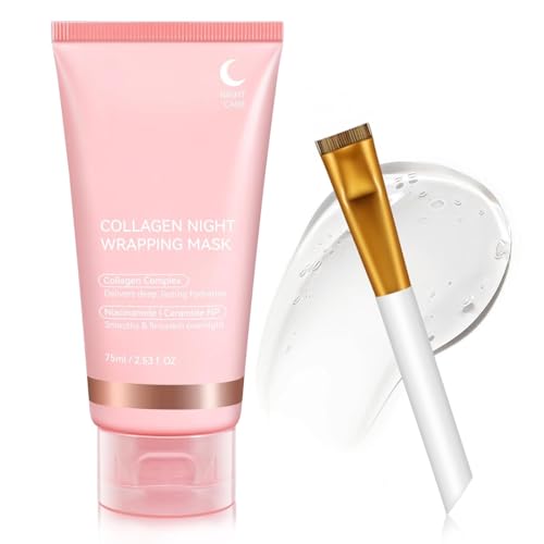 Image of Biocollagen Night Wrapping Mask with Real Collagen Peel Off Facial Mask For Glowing Skin, Deep Hydration, Anti-Aging, Korean Glass Skincare, Wrinkle Reduction, Face Pack For Women & Girls