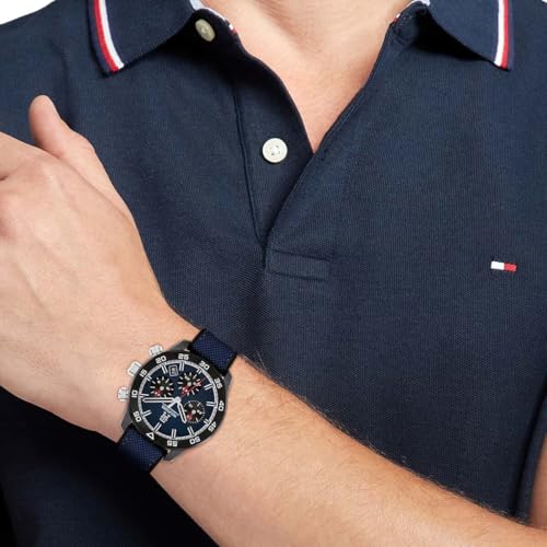 Image of Tommy Hilfiger Th85 Quartz Analog with Blue Dial Black Silicone Strap Watch for Men - TH1792183