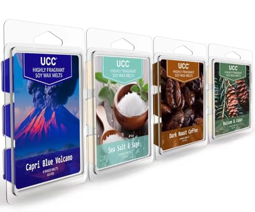 Image of UCC Soy Wax Melts, Strong Scented Wax Cubes, Plant Based Fragrance 4 Pack