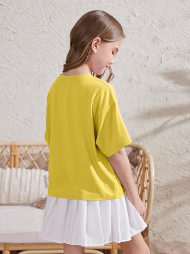 Image of ZDC Girls Athletic Oversized Crop Tops Kids Drop Shoulder Short Sleeve T Shirts Workout Tees