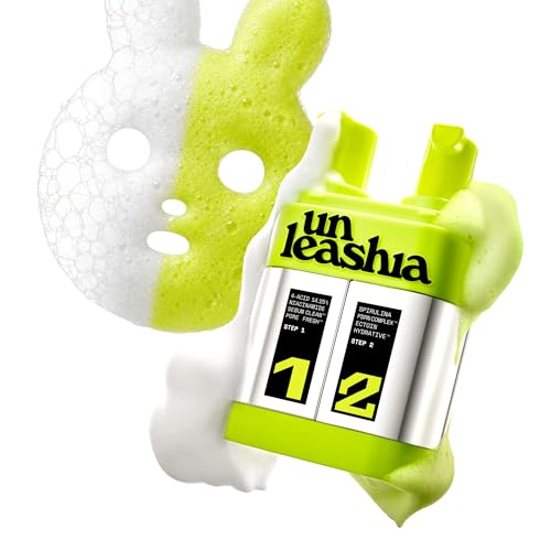 UNLEASHIA 2-Step Zero Pore Overnight Bubble Mask | 8-Pore Exfoliant & Barrier Care with AHA BHA PHA LHA Niacinamide Panthenol Ectoin & Ceramide NP Sensitive Skin Korean Skincare 2.71 Fl Oz