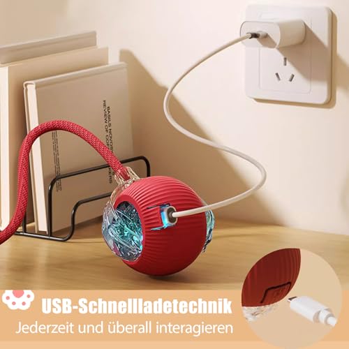 Katzenspielzeug, Geräuscharmes Katzenspielzeug Selbstbeschäftigung, Interaktives Katzenspielzeug mit USB, Intelligente Hindernisvermeidung Katzenspielzeug Elektrisch Ball, Spielzeug für Katzen – Bild 6