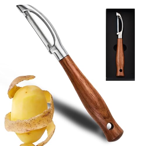 Laoxiongtou Professional Potato Peeler,Vegetable Peeler Stainless Steel,Carrot Peelers For Kitchen There Are Sharp Swivel Blades And Natural Anti Slip Wooden Handle,For Fruit And Vegetable Peeler
