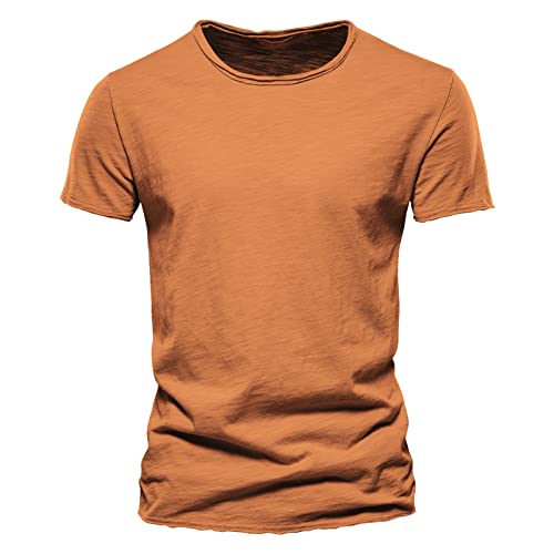 Camiseta para hombre blanco, camisetas para hombre negro cuello redondo minimalista monocolor camisetas deportivas básicas ajustadas de manga corta ligera cómoda camisa de manga corta informal