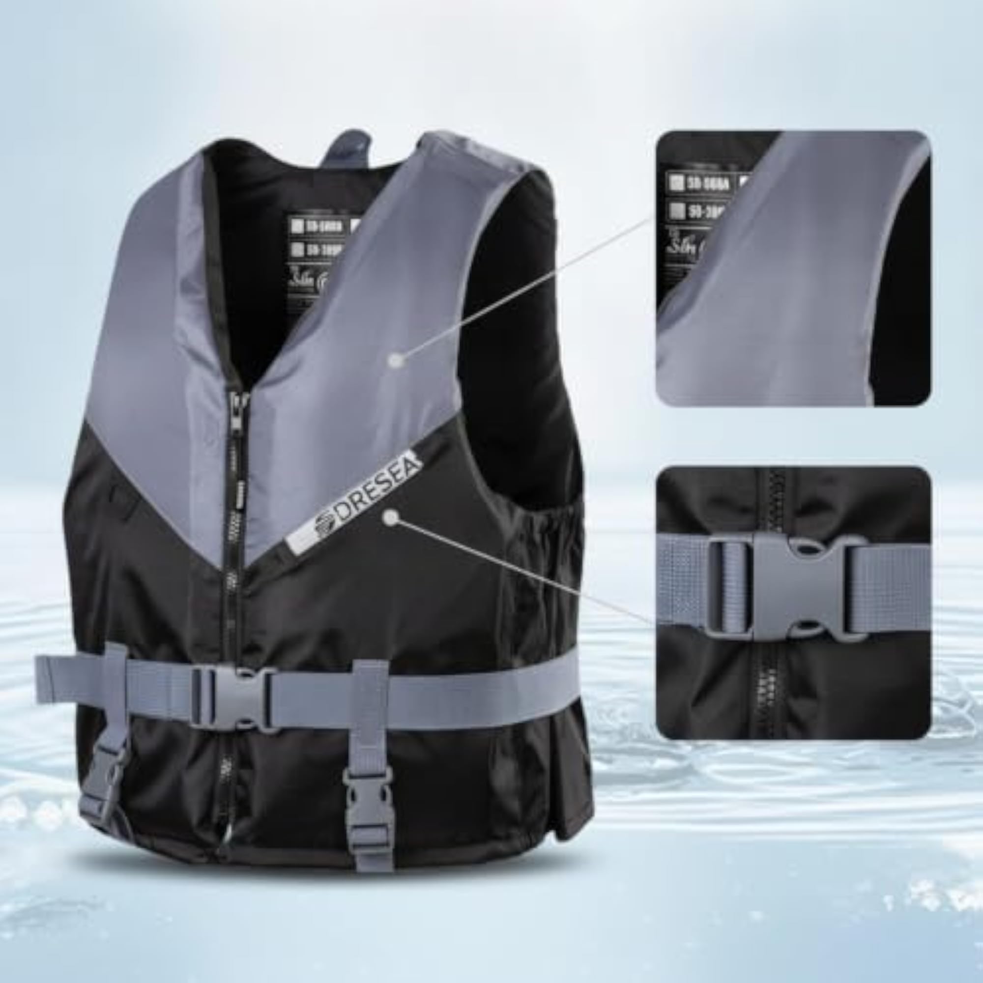 Padded Life Vest with Zipper, High-Density Buoyancy Aid