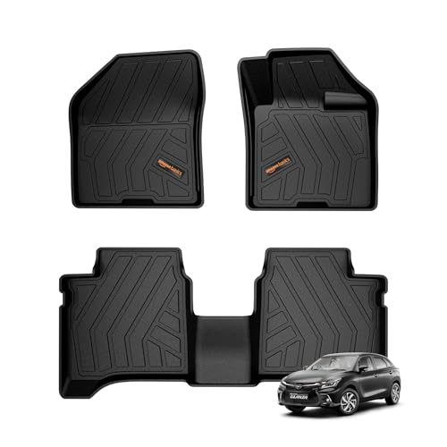Image of Amazon Basics - 5D Car Floor Mats for Glanza (Mar 2022-Present, Black) | Custom Fit | All-Weather Protection| TPE