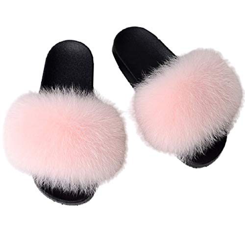 Zapatillas para Mujer de Suaves Pelo Sintético Chinelas Mujer Verano Punta Abierta Peludo Acogedor Pantuflas Antideslizante Slippers #7-42/43 EU