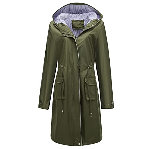 Amazon.com: Homgro Women's Hooded Rain Jacket Long Waterproof