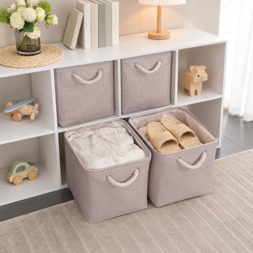 Mangata Aufbewahrungsbox 28x28x28 cm, Aufbewahrungskorb mit Griff, Aufbewahrung Korb Stoff für Regal, Schrank, und Kleidung (Faltbare… – Ansicht 4