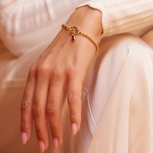 Mackenzie Birthstone Bracelet - Hypoallergenic 14K Gold or Rhodium Plated Brass with Cubic Zirconia Stones - Custom Bead Bracelet -Birthstone Bracelets - Women's Bracelets - Gifts for Mom3