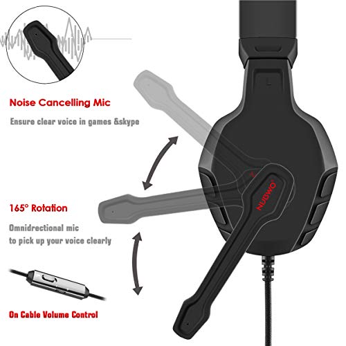 NUBWO Gaming Headset, Xbox One PS4 Headset, Noise Cancelling Over Ear Gaming Headphone Mic, Comfort Earmuffs, Lightweight, Easy Volume Control for Xbox 1 S/X Playstation 4 Computer Laptop (RED)