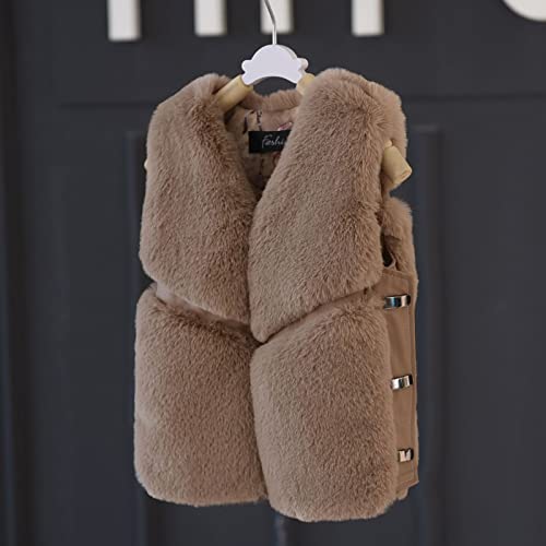 Girls Faux 𝗙𝘂r Vest Jacket Thick Fleece Puffy Sleeveless Windproof Coat Winter Lightweight Warm Outerwear3