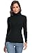 Qaffier Women's Turtleneck Long Sleeve Shirts Fall Fashion Basic Layering Slim Fit Soft Thermal Underwear Tops Black Large