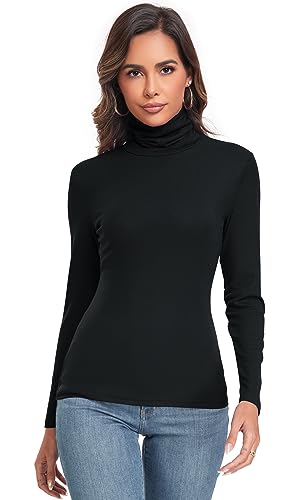 Women's Long Sleeve Casual Lightweight Turtleneck Top Slim Fit Thermal Active Layer Shirts3