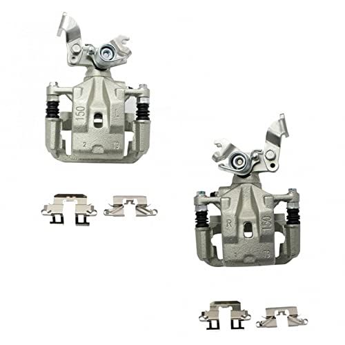 Image of TRQ Rear Brake Caliper Set Zinc Coated Brackets Hardware Compatible with 2006-2012 Ford Fusion 2007-2012 Lincoln MKZ 2006 Lincoln Zephyr 2006-2013 Mazda 6 2006-2011 Mercury Milan
