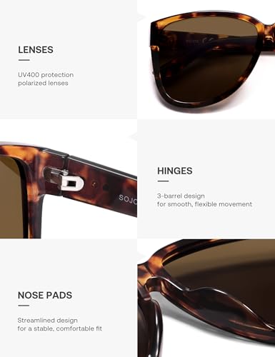 Image of SOJOS Trendy Big Oversized Polarized Sunglasses Womens Mens, 70s 80s Retro Vintage Pilot Shades SJ2643