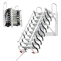 Wall-Mounted Folding Stairs, Folding Loft Staircase with Handrails,Telescoping Attic Ladder with Pull Down System, 12 Steps Attic Stairs, Home Indoor Outdoor Attic (Black - White, 12Steps)