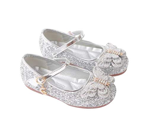 Girl's Ballerina Ballet Flats Glitter Mary Jane Slip-on Flower Dress Shoes(Toddler/Little Kid)4
