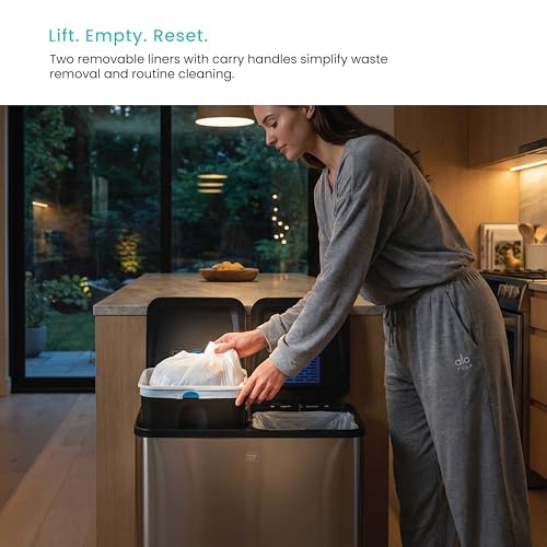 Image of Home Zone Living 21 Gallon Large Kitchen Trash Can with Dual Compartments