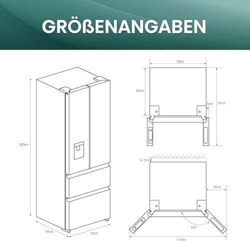 Hisense RF632N4WFE Kühl-Gefrierkombination, Schwarz, 70 x 200 cm