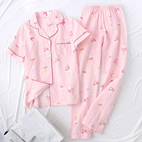 Preisvergleich Produktbild Kllomm Damen NachtwäscheSommer Frischer Pyjama Damen Baumwolle Kurzarmhose Pyjama Sets -S