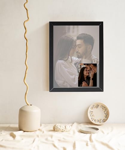 Image of 8x12 Inch Wood Customized Rectangular Photo Frame with Photo Upload Wall Hanging Personalized for Raksha Bandhan, Anniversary, Birthday Gifts - Two Images, Black
