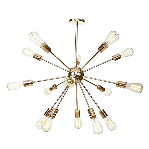 Lustre moderne pour salon chic, plafonnier vintage or 15 bras