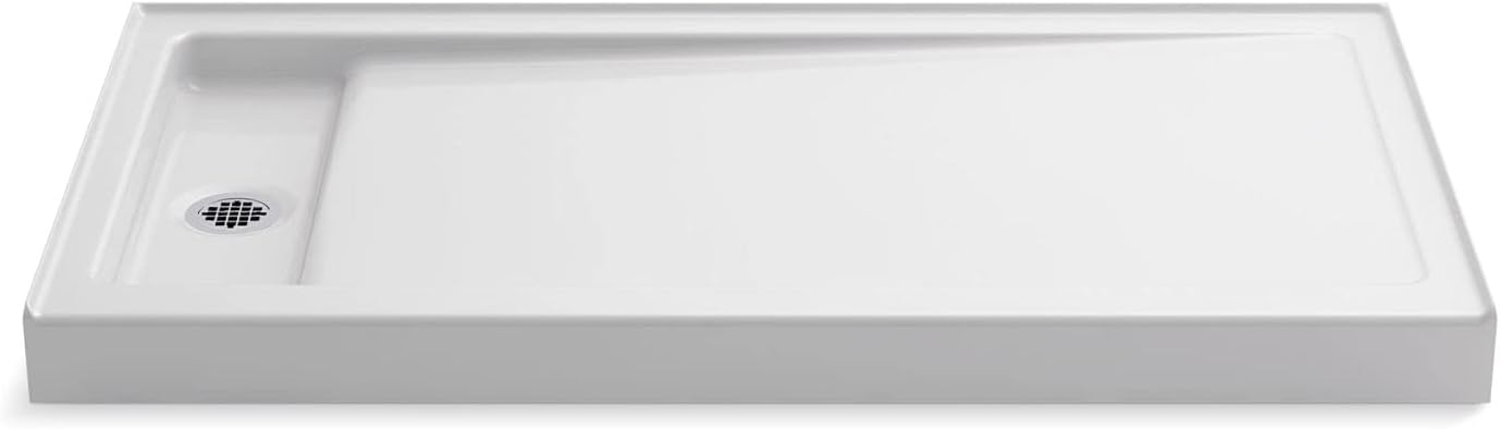 KOHLER K-9163-0 Bellwether 60-Inch x 32-Inch Single-Threshold Shower Base with Left Center Drain, White