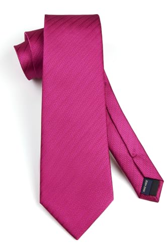 Image of HISDERN Mens Ties Set Stripe Plaid Ties for Men and Pocket Square Cufflinks Formal Silk Necktie Wedding Business