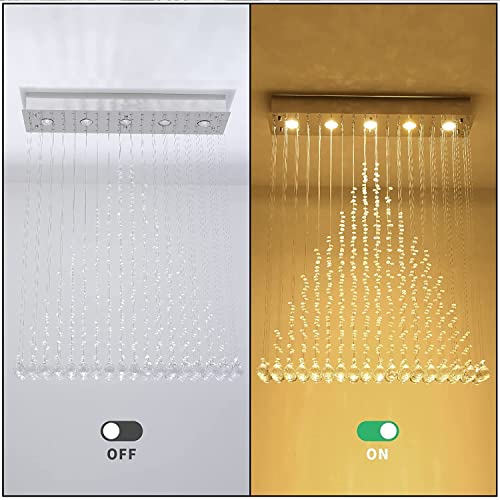 Image of CRYSTA WORLD Raindrop K9 Crystal Modern Chandelier for Home (Piraamid, L22 /W5 /H18)(AC /DC)