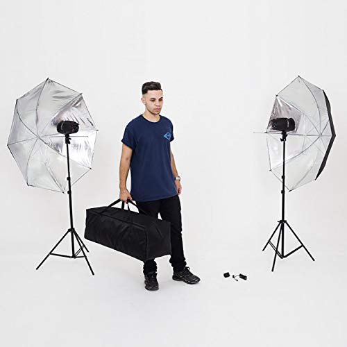 Conjunto estúdio 280 W com radio flash e sombrinha-110v-Rebatedora Branca