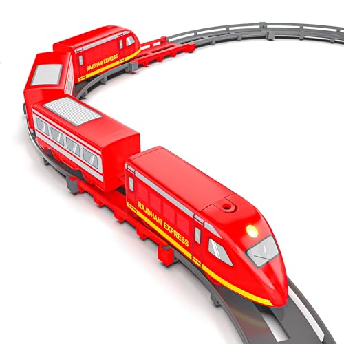 Image of Mirana Rajdhani Express Bullet Train Toy Set for Kids, Multiple Railway Track Layout, AAA Battery Operated, for Boys & Girls 1+ Years, Made in India (53 Pcs)