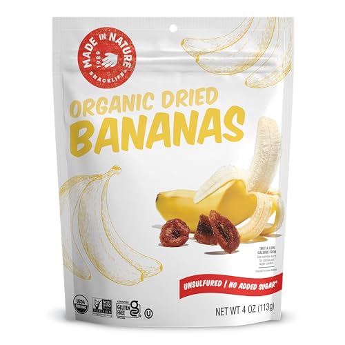 Made In Nature Organic Dried Chewy Banana Slices, 4 Ounce (Pack of 6) – Vegan Snack, Non-GMO, Unsulfured, Gluten Free, Kosher