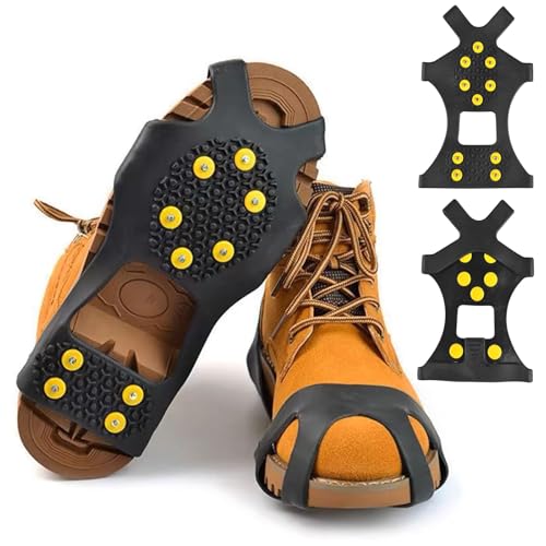 Fsspljhyj 10 Agarre De Nieve Y Hielo,Crampones Al Aire Libre,Crampones Al Aire Libre,Clavos Botas Pesca,Clavos Antideslizantes Zapatos para Senderismo,para Nieve Y Hielopara MontañIsmo (L)