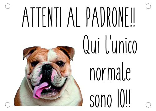 NEW CARTELLO SEGNALETICO - BULLDOG INGLESE Attenti...