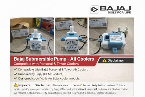 Image of Bajaj Original Submersible Water Pump for Air Coolers | Compatible with Personal & Tower Coolers | Suitable for Shield Series, Glanza, Frio, PMH, Skive, PX97 & NEX Models