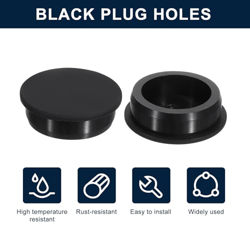 Image of uxcell 2 Pcs Black Plug Holes, Waterproof Rubber Button Plug for 43mm / 1.69 inch Hole