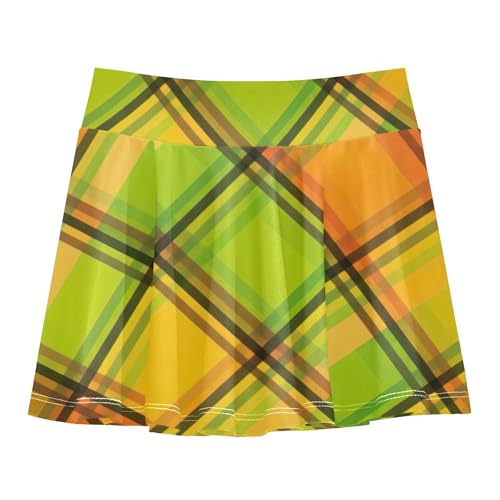 Girls' Shorts Athletic Skorts Plaid Orange Tennis Skirts Toddler Toddler School 3t