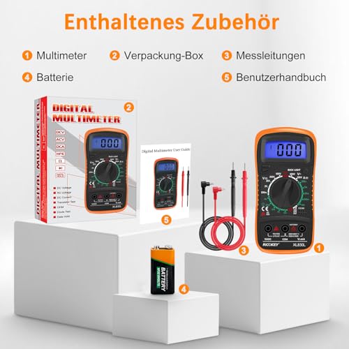 Digital Multimeter Voltmeter Batterietester Spannungsprüfer Durchgangsprüfer Ohm Volt Ampere...
