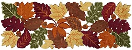 OWENIE Thanksgiving Runner, Fall Leaf Table Runner for Autumn Home Decorations, Fall Table Centerpieces, Embroidered Cutwork Farmhouse HarvestMaple Leaf Runner, 13 Inch x 36 Inch