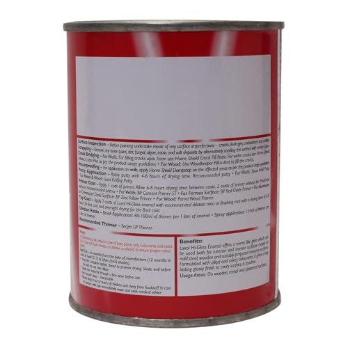 Image of Berger Luxol Hi Gloss Enamel Paint Smoke Grey 500 ml | Fast Drying & Easy to Apply | High Gloss Finish for Elegant Look | Ideal for Fresh Painting & Repainting | Durable Interior & Exterior Use