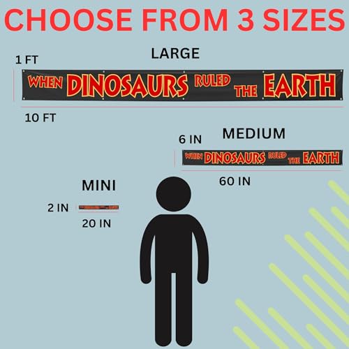 Banner de dinosaurios When Dinosaurs Ruled the Earth de tela largo de 1x10 pies 4