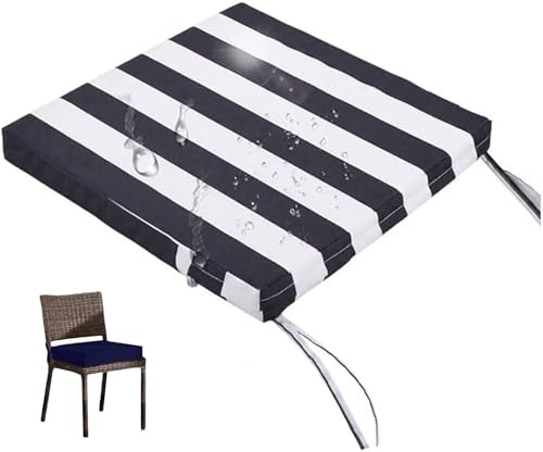 Outdoor Chair Cushions Waterproof Patio Cushion With Non-Slip Ties, Fade-Resistant Square Seat For Furniture Removable Cover, Ga