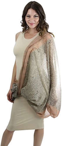 ToBeInStyle Women's Tribal Print Infinity Scarf with Two Tone Border3