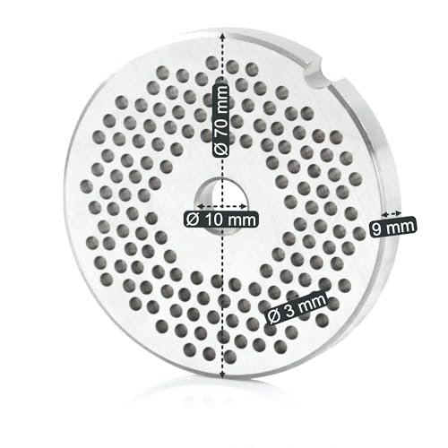 Mahlzeit Disque perforé Ø 3 mm pour hachoir à viande professionnel électrique | Ø 7 cm | Accessoires de remplacement, Couteau à plaque en acier inoxydable, Disque perforé de remplacement – vue 2