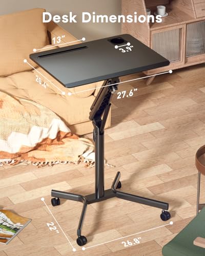 Image of JOY worker Mobile Standing Desk, 28 inch Black Portable Laptop Desk with Wheels