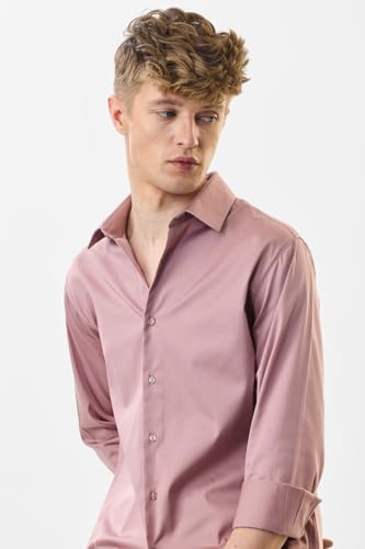 Image of SNITCH Men Formal Shirt | Slim Fit Full Sleeve Classic Collar Solid Pattern | Premium Cotton Blend & Breathable Fabric for Office