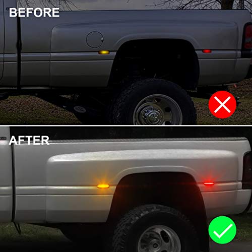 Gempro Rear Bed Side Marker Dually Lights For Dodge Ram 2500 3500 1994-2002 Trucks Wheel Side Fenders Lamp Clearance 4Pcs (Smoke Lens) #TOP3